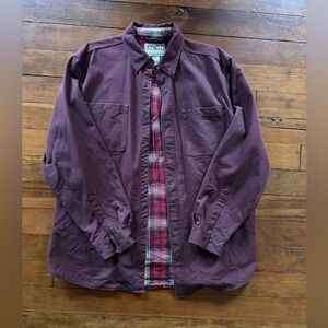 L.L. Bean Canvas and Red Plaid flannel Shirt Jacket